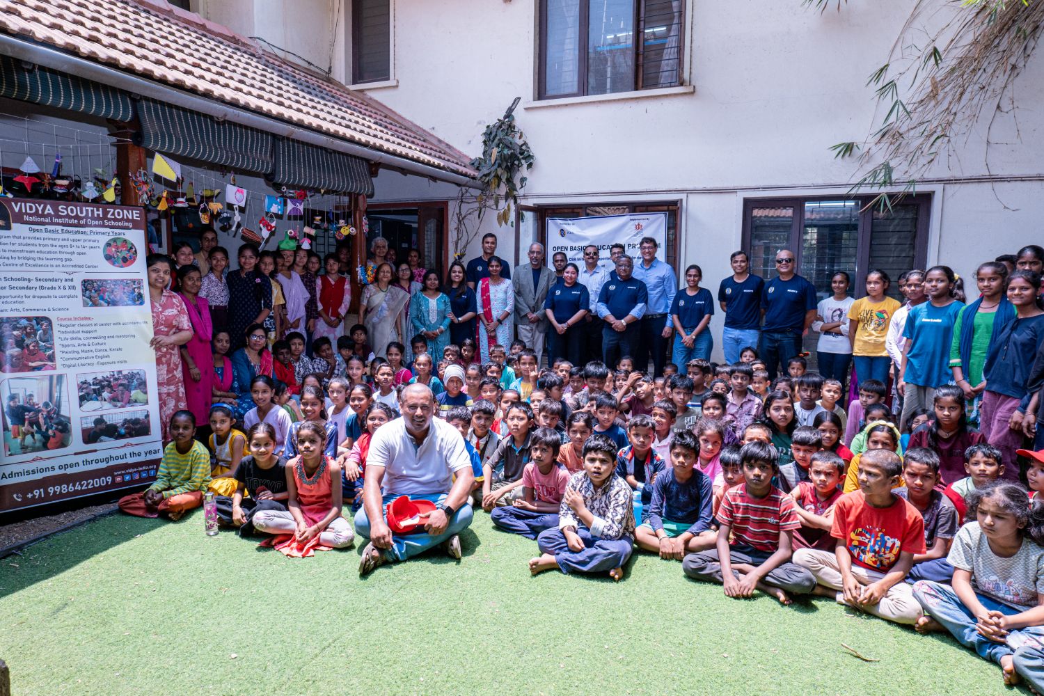 Students and volunteers at the VIDYA South Zone open basic education centre