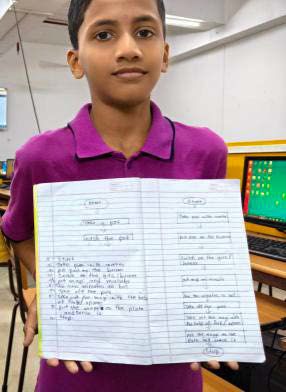 Dhruvil Mhashapppa Kunchikarwe with his classwork