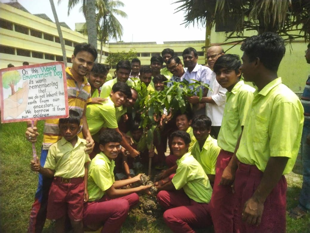 Students marking World Environment Day with a tree plantation drive